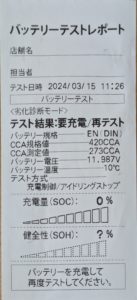 バッテリーテストレポート